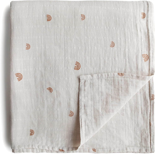 Mushie Baby Muslin Swaddle Blanket-Rainbows - Ever Simplicity