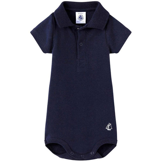 Petit Bateau Kids bodysuit Navy Short Sleeve Polo Bodysuit - Ever Simplicity