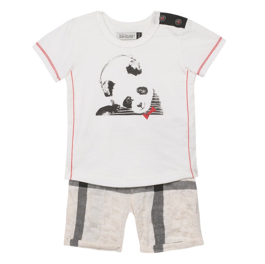 Jean Bourget Kids sets Panda Top and Checked Shorts Set - Ever Simplicity