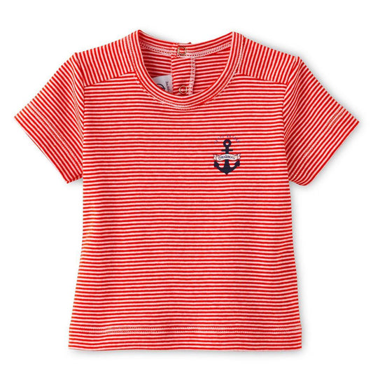 Petit Bateau Kids tops Red Short Sleeve Striped Tee - Ever Simplicity