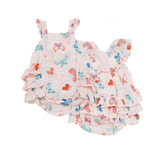 Angel Dear Kids one-pieces Butterflies Muslin Ruffle Sunsuit - Ever Simplicity