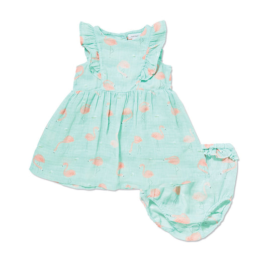 Angel Dear Kids sets Flamingo Muslin Ruffle Sundress - Ever Simplicity