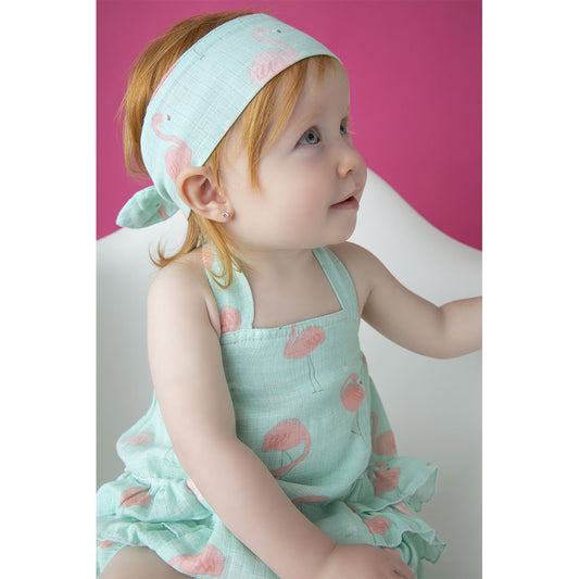 Angel Dear Kids one-pieces Flamingo Muslin Ruffle Sunsuit - Ever Simplicity