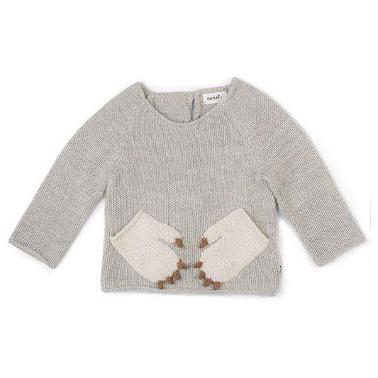 Oeuf Kids tops Monster Sweater-Light Grey/White - Ever Simplicity