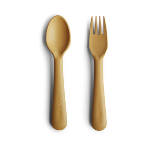 Dinnerware Fork and Spoon Set-Mustard