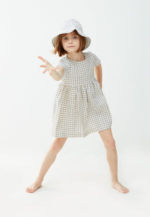 Oeuf Kids dresses SS Dress-Beige/Blue Checks - Ever Simplicity