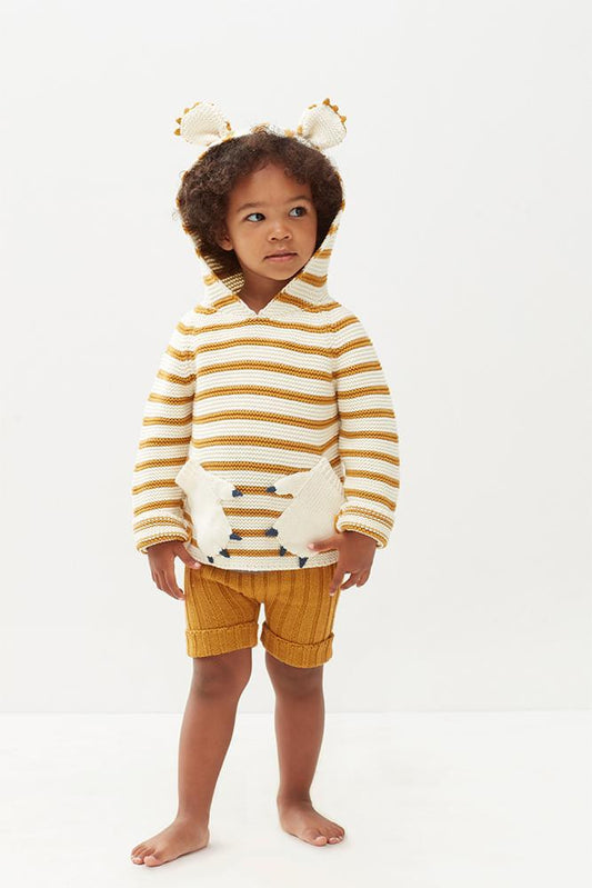 Oeuf Kids cardigans KOALA HOODIE-OCHRE/WHITE - Ever Simplicity