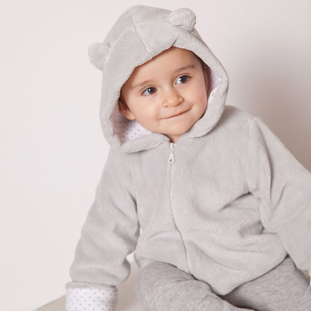 Angel Dear Unisex Baby Grey Bear Ears Fuzzy Jacket for Babies