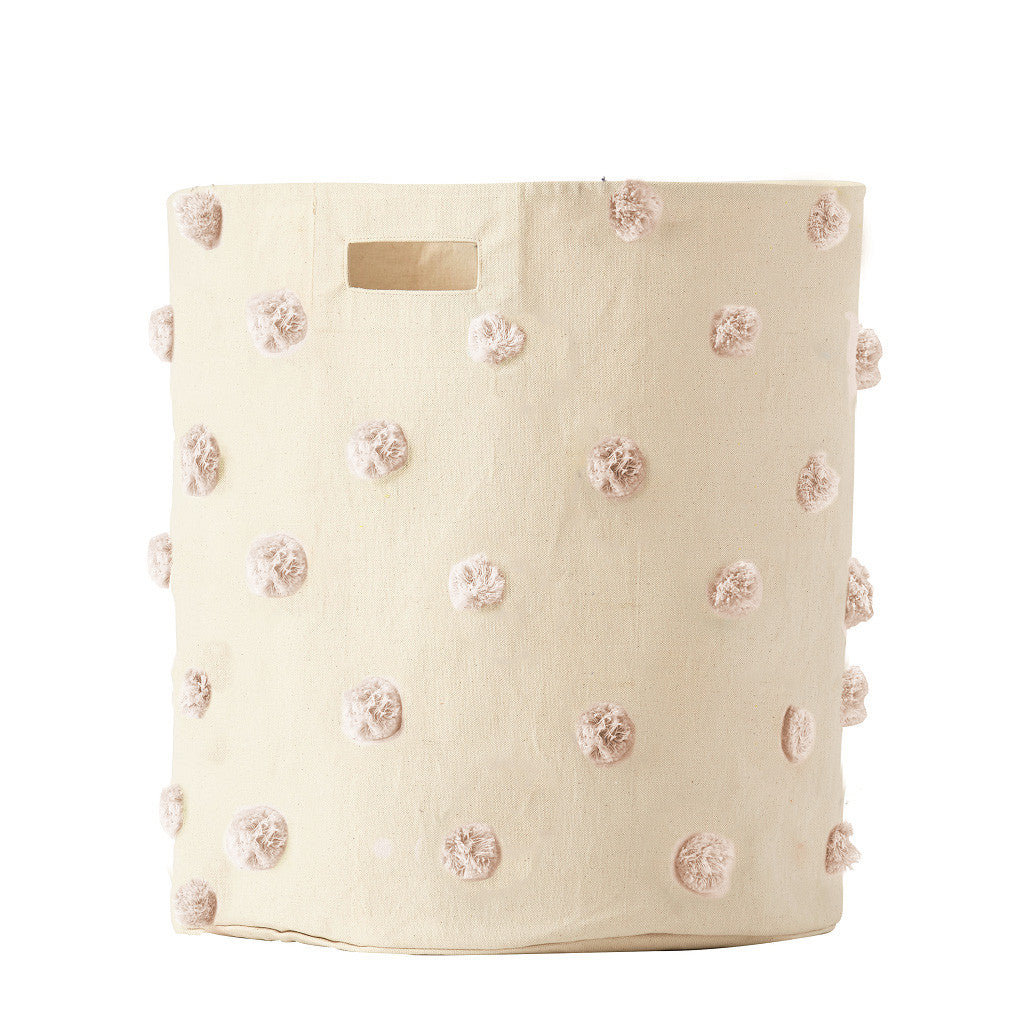 Petit Pehr Home Decor Blush Pom Pom Hamper Organizer for Kids