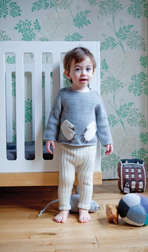 Oeuf Kids tops Monster Sweater-Light Grey/White - Ever Simplicity