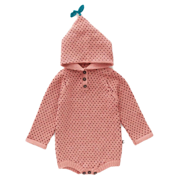 Oeuf Kids one-pieces Hooded Dot Onesie-Peony/Burgundy - Ever Simplicity