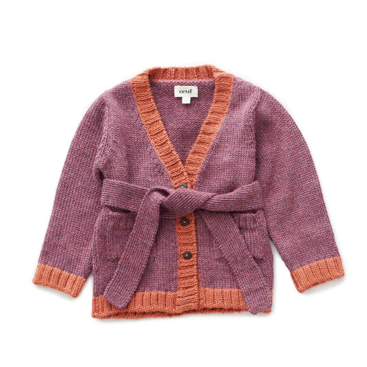 Oeuf Kids cardigans Belted Cardi-Mauve/Apricot - Ever Simplicity