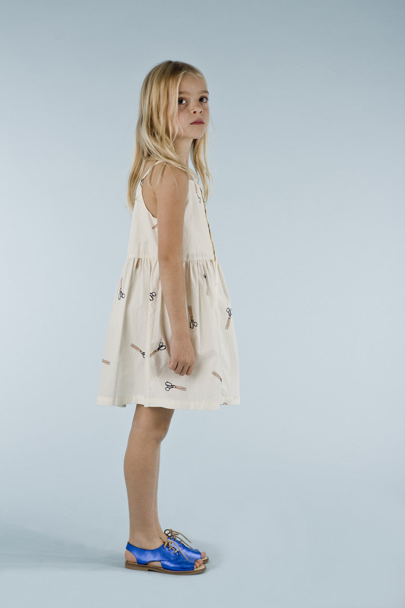 Tiny Cottons Kids Off White Scissors Dress for 2 Year Old Girls Off White / 2Y Tiny Cottons Kids Off White Scissors Dress for 2 Year Old Girls Off White / 2Y