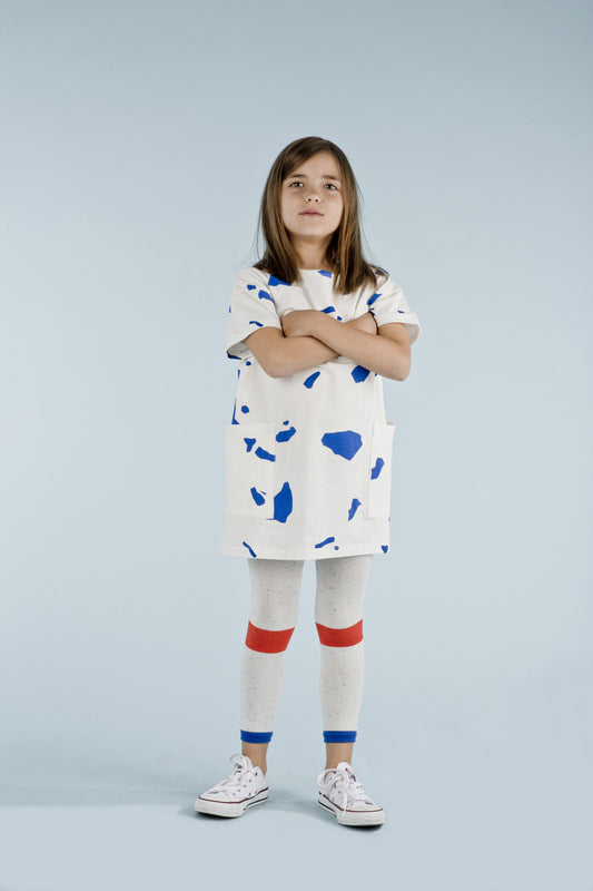 tinycottons Kids accessories line melange leggings-off white/blue - Ever Simplicity