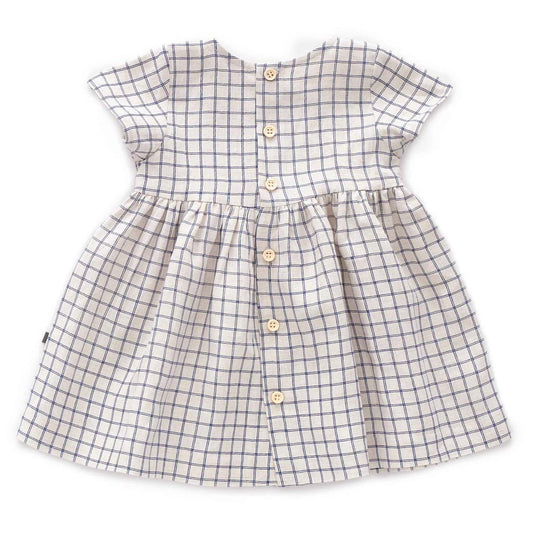 Oeuf Kids dresses SS Dress-Beige/Blue Checks - Ever Simplicity