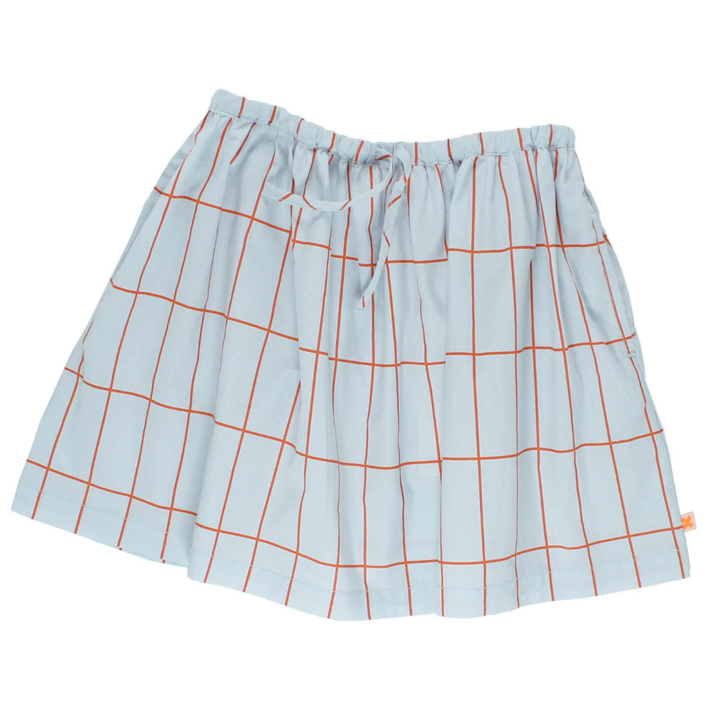 Tinycottons Kids Light Blue Big Grid Woven Skirt for 4Y Girls Sale