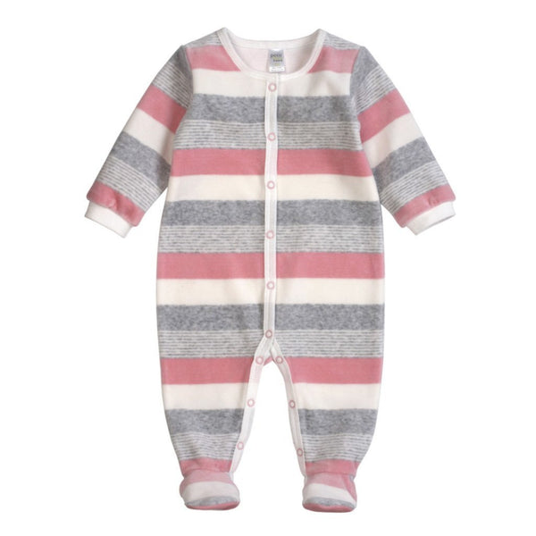 Petit Lem Kids footie Pastel Pink Velour Striped Sleeper - Ever Simplicity