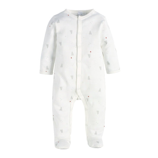 Petit Lem Cozy White Velour Infant Star Footie Sleeper for Unisex baby