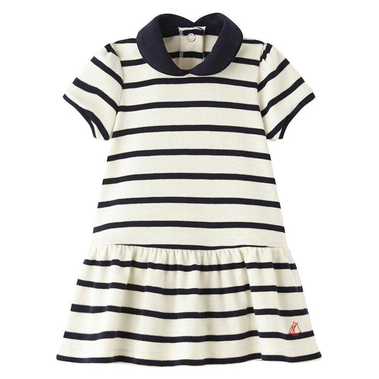 Petit Bateau Kids dresses Striped Dress W/Collar - Ever Simplicity