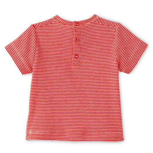Petit Bateau Kids tops Red Short Sleeve Striped Tee - Ever Simplicity
