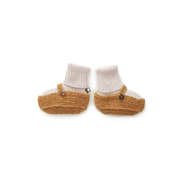 Oeuf Kids accessories Sock Booties-Mustard/White - Ever Simplicity