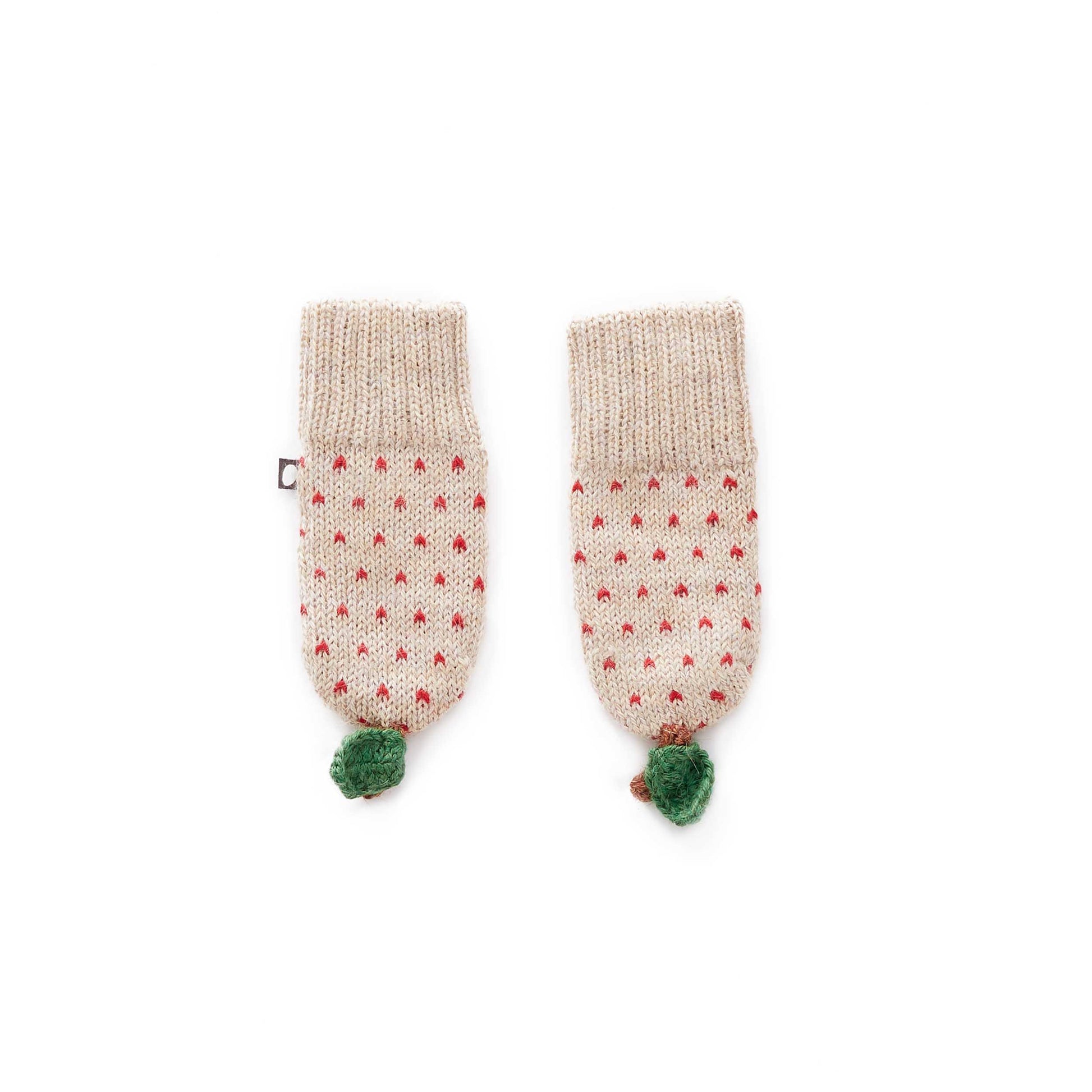 Oeuf Kids accessories Apple Mittens-Beige/Red Dots - Ever Simplicity