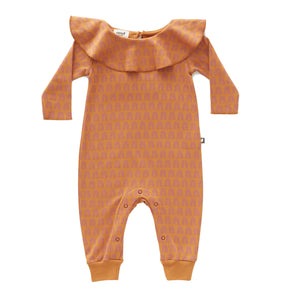 Oeuf Kids one-pieces Ruffle Jumper-Ochre/Rainbows - Ever Simplicity